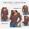 Zeagoo Womens T Shirts Long Sleeve V Neck Basic Tee Casual Loose Fit Soft Fall Tops Outfits 2026 S-XXL(Brown)