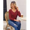 Zeagoo Womens T Shirts Long Sleeve V Neck Basic Tee Casual Loose Fit Soft Fall Tops Outfits 2026 S-XXL(Burgundy)