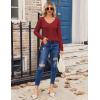 Zeagoo Womens T Shirts Long Sleeve V Neck Basic Tee Casual Loose Fit Soft Fall Tops Outfits 2026 S-XXL(Burgundy)