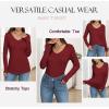 Zeagoo Womens T Shirts Long Sleeve V Neck Basic Tee Casual Loose Fit Soft Fall Tops Outfits 2026 S-XXL(Burgundy)