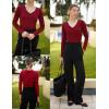 Zeagoo Womens T Shirts Long Sleeve V Neck Basic Tee Casual Loose Fit Soft Fall Tops Outfits 2026 S-XXL(Burgundy)