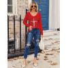 Zeagoo Womens T Shirts Long Sleeve V Neck Basic Tee Casual Loose Fit Soft Fall Tops Outfits 2026 S-XXL(Christmas Cross)