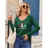 Zeagoo Womens T Shirts Long Sleeve V Neck Basic Tee Casual Loose Fit Soft Fall Tops Outfits 2026 S-XXL(Green Christmas)