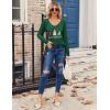 Zeagoo Womens T Shirts Long Sleeve V Neck Basic Tee Casual Loose Fit Soft Fall Tops Outfits 2026 S-XXL(Green Christmas)