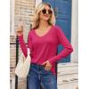 Zeagoo Womens T Shirts Long Sleeve V Neck Basic Tee Casual Loose Fit Soft Fall Tops Outfits 2026 S-XXL(Hot Pink)