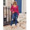 Zeagoo Womens T Shirts Long Sleeve V Neck Basic Tee Casual Loose Fit Soft Fall Tops Outfits 2026 S-XXL(Hot Pink)