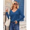 Zeagoo Womens T Shirts Long Sleeve V Neck Basic Tee Casual Loose Fit Soft Fall Tops Outfits 2026 S-XXL(Navy Blue)