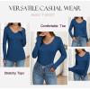 Zeagoo Womens T Shirts Long Sleeve V Neck Basic Tee Casual Loose Fit Soft Fall Tops Outfits 2026 S-XXL(Navy Blue)