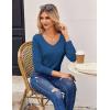Zeagoo Womens T Shirts Long Sleeve V Neck Basic Tee Casual Loose Fit Soft Fall Tops Outfits 2026 S-XXL(Navy Blue)