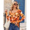 Zeagoo Womens T Shirts Long Sleeve V Neck Basic Tee Casual Loose Fit Soft Fall Tops Outfits 2026 S-XXL(Orange Skeleton)