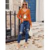 Zeagoo Womens T Shirts Long Sleeve V Neck Basic Tee Casual Loose Fit Soft Fall Tops Outfits 2026 S-XXL(Orange Spooky)