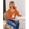 Zeagoo Womens T Shirts Long Sleeve V Neck Basic Tee Casual Loose Fit Soft Fall Tops Outfits 2026 S-XXL(Orange Spooky)