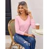 Zeagoo Womens T Shirts Long Sleeve V Neck Basic Tee Casual Loose Fit Soft Fall Tops Outfits 2026 S-XXL(Pink)