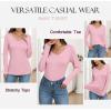 Zeagoo Womens T Shirts Long Sleeve V Neck Basic Tee Casual Loose Fit Soft Fall Tops Outfits 2026 S-XXL(Pink)