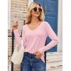 Zeagoo Womens T Shirts Long Sleeve V Neck Basic Tee Casual Loose Fit Soft Fall Tops Outfits 2026 S-XXL(Pink)