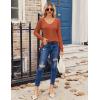 Zeagoo Womens T Shirts Long Sleeve V Neck Basic Tee Casual Loose Fit Soft Fall Tops Outfits 2026 S-XXL(Pumpkin)