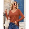 Zeagoo Womens T Shirts Long Sleeve V Neck Basic Tee Casual Loose Fit Soft Fall Tops Outfits 2026 S-XXL(Pumpkin)