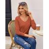 Zeagoo Womens T Shirts Long Sleeve V Neck Basic Tee Casual Loose Fit Soft Fall Tops Outfits 2026 S-XXL(Pumpkin)