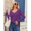 Zeagoo Womens T Shirts Long Sleeve V Neck Basic Tee Casual Loose Fit Soft Fall Tops Outfits 2026 S-XXL(Purple)