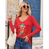 Zeagoo Womens T Shirts Long Sleeve V Neck Basic Tee Casual Loose Fit Soft Fall Tops Outfits 2026 S-XXL(Red Christmas)
