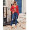 Zeagoo Womens T Shirts Long Sleeve V Neck Basic Tee Casual Loose Fit Soft Fall Tops Outfits 2026 S-XXL(Red Christmas)