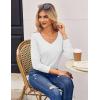 Zeagoo Womens T Shirts Long Sleeve V Neck Basic Tee Casual Loose Fit Soft Fall Tops Outfits 2026 S-XXL(White)