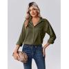 Zeagoo Womens Tops Long Sleeve Satin Silk Button Down Shirts Casual Business Dressy Blouses Fall Clothes(Army Green)