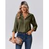 Zeagoo Womens Tops Long Sleeve Satin Silk Button Down Shirts Casual Business Dressy Blouses Fall Clothes(Army Green)