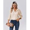 Zeagoo Womens Tops Long Sleeve Satin Silk Button Down Shirts Casual Business Dressy Blouses Fall Clothes(Beige)