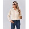 Zeagoo Womens Tops Long Sleeve Satin Silk Button Down Shirts Casual Business Dressy Blouses Fall Clothes(Beige)
