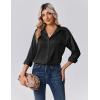 Zeagoo Womens Tops Long Sleeve Satin Silk Button Down Shirts Casual Business Dressy Blouses Fall Clothes(Black)