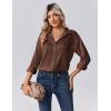 Zeagoo Womens Tops Long Sleeve Satin Silk Button Down Shirts Casual Business Dressy Blouses Fall Clothes(Brown)