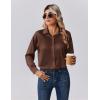 Zeagoo Womens Tops Long Sleeve Satin Silk Button Down Shirts Casual Business Dressy Blouses Fall Clothes(Brown)