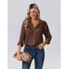 Zeagoo Womens Tops Long Sleeve Satin Silk Button Down Shirts Casual Business Dressy Blouses Fall Clothes(Brown)