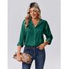 Zeagoo Womens Tops Long Sleeve Satin Silk Button Down Shirts Casual Business Dressy Blouses Fall Clothes(Dark Green)