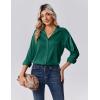 Zeagoo Womens Tops Long Sleeve Satin Silk Button Down Shirts Casual Business Dressy Blouses Fall Clothes(Dark Green)