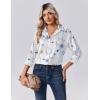 Zeagoo Womens Tops Long Sleeve Satin Silk Button Down Shirts Casual Business Dressy Blouses Fall Clothes(Floral White)