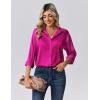 Zeagoo Womens Tops Long Sleeve Satin Silk Button Down Shirts Casual Business Dressy Blouses Fall Clothes(Hot Pink)