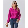 Zeagoo Womens Tops Long Sleeve Satin Silk Button Down Shirts Casual Business Dressy Blouses Fall Clothes(Hot Pink)