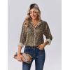 Zeagoo Womens Tops Long Sleeve Satin Silk Button Down Shirts Casual Business Dressy Blouses Fall Clothes(Leopard)