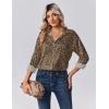 Zeagoo Womens Tops Long Sleeve Satin Silk Button Down Shirts Casual Business Dressy Blouses Fall Clothes(Leopard)