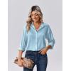 Zeagoo Womens Tops Long Sleeve Satin Silk Button Down Shirts Casual Business Dressy Blouses Fall Clothes(Light Blue)