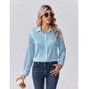 Zeagoo Womens Tops Long Sleeve Satin Silk Button Down Shirts Casual Business Dressy Blouses Fall Clothes(Light Blue)