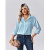 Zeagoo Womens Tops Long Sleeve Satin Silk Button Down Shirts Casual Business Dressy Blouses Fall Clothes(Light Blue)