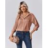 Zeagoo Womens Tops Long Sleeve Satin Silk Button Down Shirts Casual Business Dressy Blouses Fall Clothes(Light Coffee)