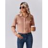 Zeagoo Womens Tops Long Sleeve Satin Silk Button Down Shirts Casual Business Dressy Blouses Fall Clothes(Light Coffee)
