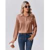 Zeagoo Womens Tops Long Sleeve Satin Silk Button Down Shirts Casual Business Dressy Blouses Fall Clothes(Light Coffee)