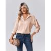 Zeagoo Womens Tops Long Sleeve Satin Silk Button Down Shirts Casual Business Dressy Blouses Fall Clothes(Light Khaki)