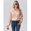 Zeagoo Womens Tops Long Sleeve Satin Silk Button Down Shirts Casual Business Dressy Blouses Fall Clothes(Light Khaki)