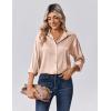 Zeagoo Womens Tops Long Sleeve Satin Silk Button Down Shirts Casual Business Dressy Blouses Fall Clothes(Light Khaki)